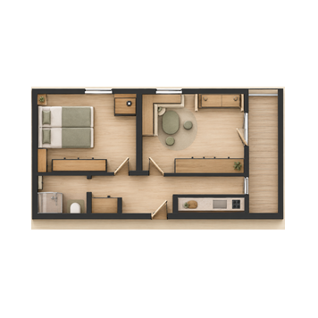 Grundriss und tolle Einrichtung im Apartment Adlerhof