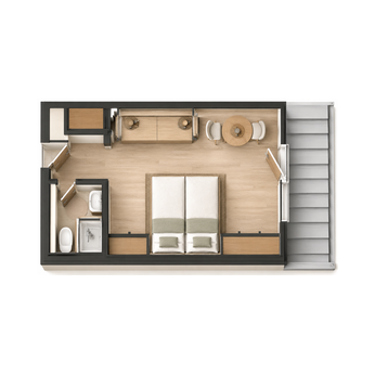 Extra Zimmer für die Kinder mit TV und Badezimmer.