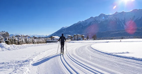 Langlaufloipen direkt ab Haus in Mieming Seefeld Leutasch Schöne einfache Langlaufloipen ab Haus und viel Sonne am Mieminger Plateau, Seefeld und Leutasch.<br />Holzleiten ist bekannt durch seine Langlaufloipen.